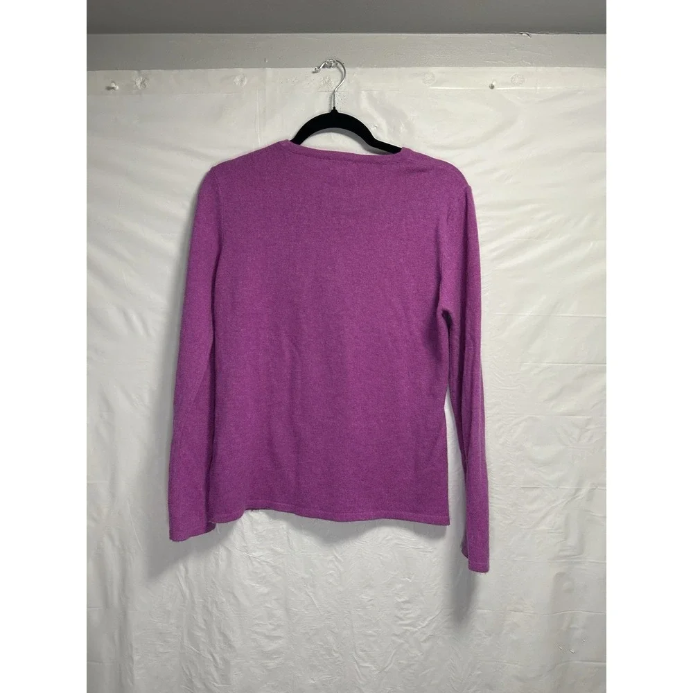 Diane Snyder Cashmere Sweater Womens Medium Purple Pullover Crewneck Preppy‎